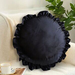 SOGA 45cm Butterfly Black Vintage Lotus Round Throw Pillow